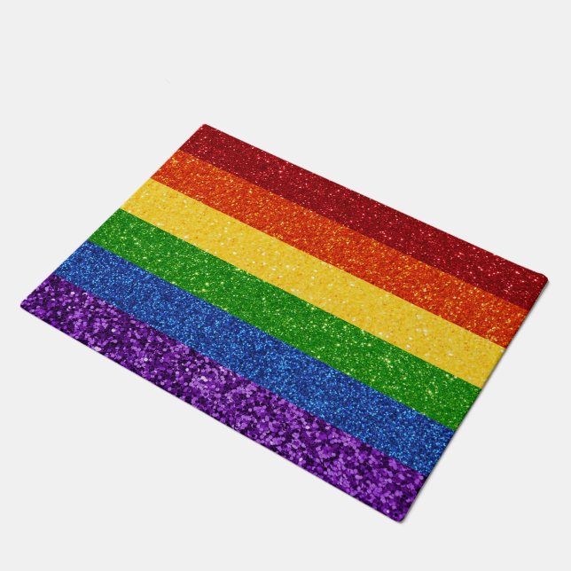 LGBT Glitter Rainbow Pride Flag Deurmat (Schuin)