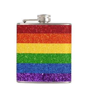 LGBT Glitter Rainbow Pride Flag Heupfles