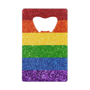 LGBT Glitter Rainbow Pride Flag Kredietkaart Flessenopener