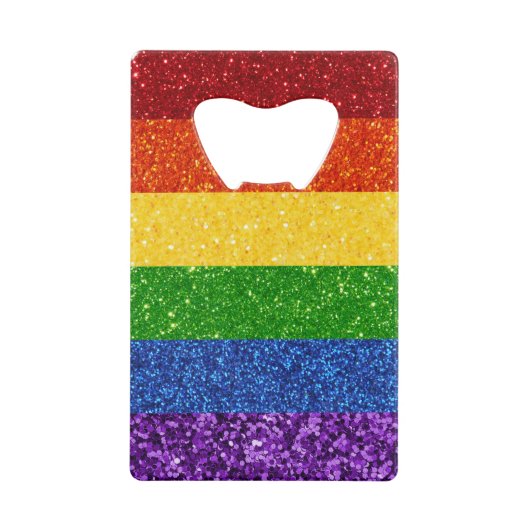 LGBT Glitter Rainbow Pride Flag Kredietkaart Flessenopener (Voorkant)