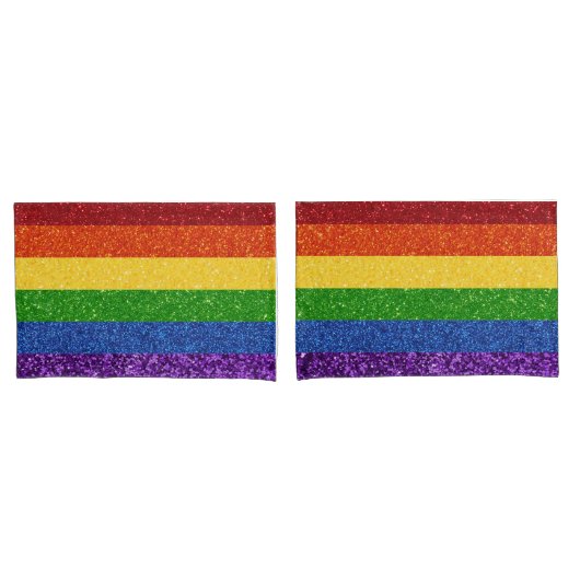 LGBT Glitter Rainbow Pride Flag Kussensloop (Voorkant-Set)