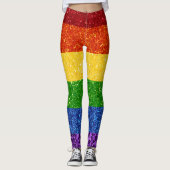 LGBT Glitter Rainbow Pride Flag Leggings (Voorkant)