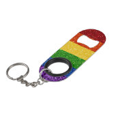 LGBT Glitter Rainbow Pride Flag Mini Flessenopener (Voorkant Gekanteld)