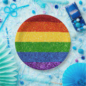 LGBT Glitter Rainbow Pride Flag Papieren Bordje (Feest)