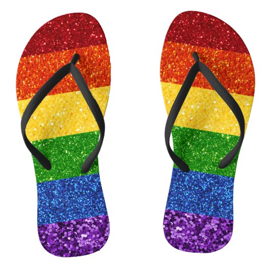 LGBT Glitter Rainbow Pride Flag Teenslippers (Voetbed)