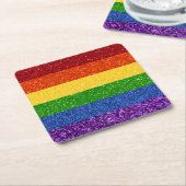LGBT Glitter Rainbow Pride Flag Vierkante Kartonnen Onderzetter (Schuin)