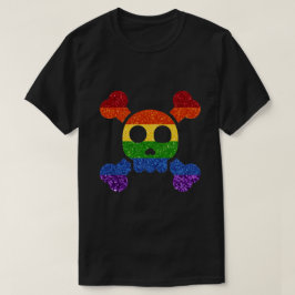 LGBT Glitter Rainbow Skull 'n' Kroesbeenderen T-shirt
