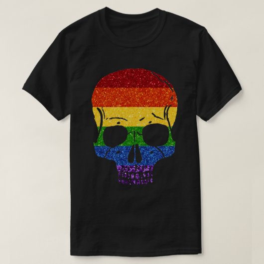 LGBT Glitter Rainbow Skull T-shirt (Design voorkant)