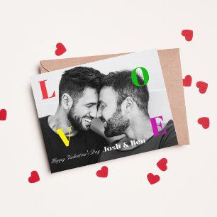LGBT Happy Valentine's Day Custom Foto Monogram Briefkaart