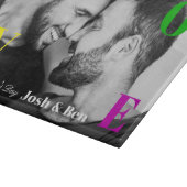 LGBT Happy Valentine's Day Custom Foto Monogram Snijplank (Hoek)