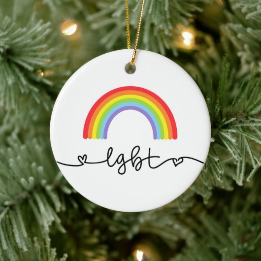 LGBT-harten en regenbogen Keramisch Ornament (Boom)