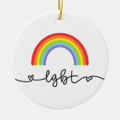 LGBT-harten en regenbogen Keramisch Ornament (Voorkant)