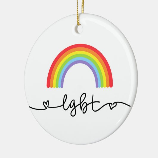 LGBT-harten en regenbogen Keramisch Ornament (Links)