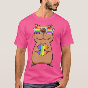 LGBT Heart Love Gay Pride Rainbow Animal Capybara T-shirt