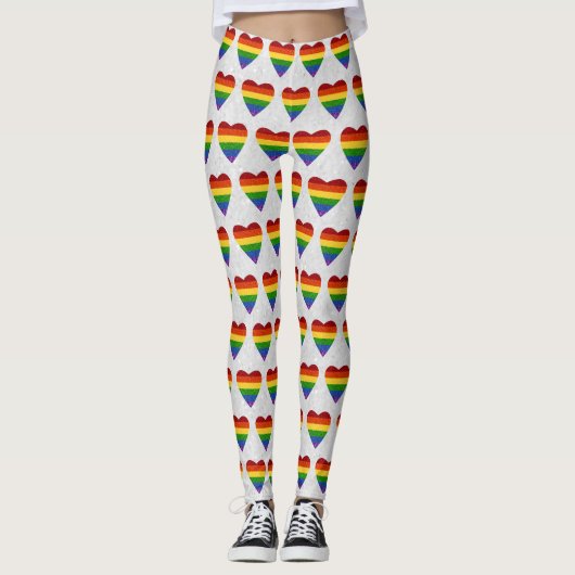LGBT Heart Pride Flag Glitter Leggings (Voorkant)