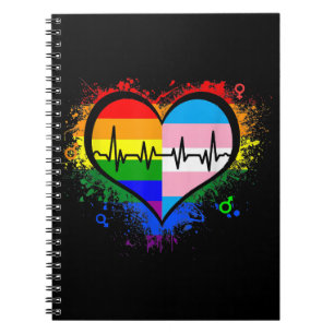 LGBT Heartbeat EKG Shirt Gay Lesbisch Transgender Notitieboek