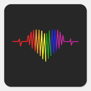 LGBT Heartbeat LGBT Pride Month LGBTQ Rainbow Flag Vierkante Sticker