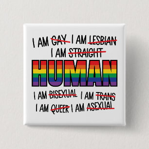 LGBT Ik ben homo, ik ben mens Vierkante Button 5,1 Cm