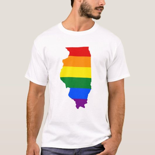LGBT Illinois, US State flag map T-Shirt (Voorkant)