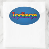 LGBT Indiana Rainbow text Oval Sticker (Sac)