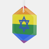 LGBT Israel vlag Glas Ornament (Voorkant links)