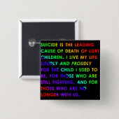 LGBT-jeugdzelfmoord Vierkante Button 5,1 Cm (Voorkant /achterkant)