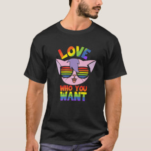 LGBT-kat met bril - Pride LGBTQ - hou van wie je b T-shirt