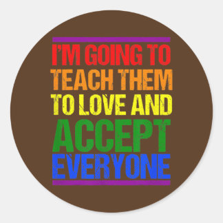 LGBT-leraar Ally Rainbow Teach Love Accepteren Ronde Sticker