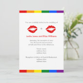 LGBT Lesbian Lips Rainbow Wedding Kaart (Staand voorkant)