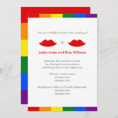 LGBT Lesbian Lips Rainbow Wedding Kaart (Voorkant / Achterkant)