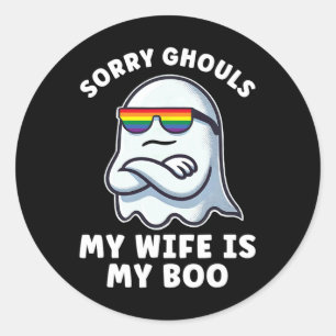 LGBT Lesbian Pride Halloween Ghost Women Mijn vrou Ronde Sticker