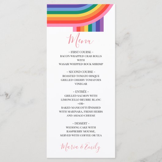 LGBT Lesbian Pride Rainbow Gay Weduwmenu Menu (Voorkant)
