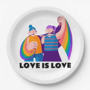 LGBT lesbische liefde is liefde trots meisjes illu Papieren Bordje