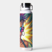 LGBT Lesbische Mohawk Uppercut Pop Art Waterfles (Achterkant)