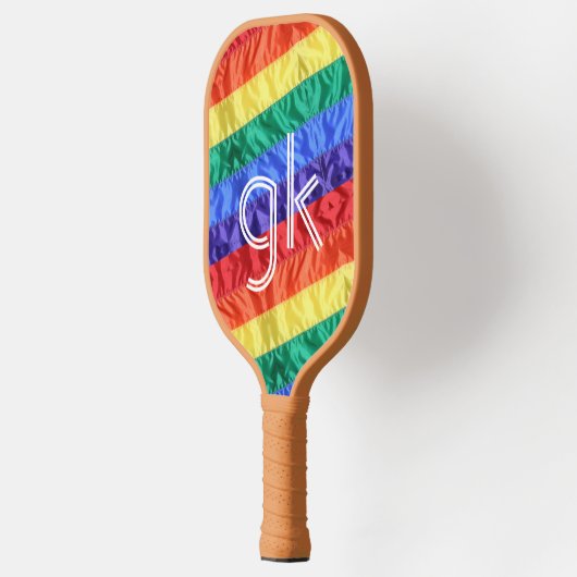 LGBT LGBTQ Rainbow Flag Gay Pride Monogram Initiaa Pickleball Paddle (Links)