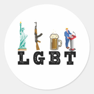 LGBT Liberty Pistolen Beer Trump Politieke Gift Ronde Sticker