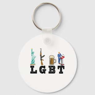 LGBT Liberty Pistolen Beer Trump Politieke Gift Sleutelhanger