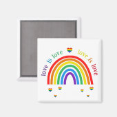 LGBT Magnet - Coeurs arc-en-ciel L'amour est amour (Recto/Verso)