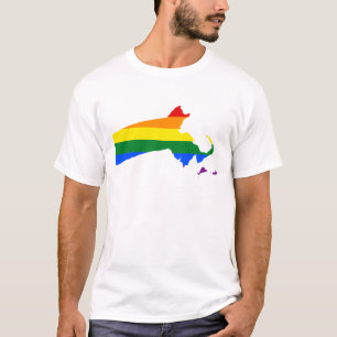LGBT Massachusetts, US flag map T-Shirt