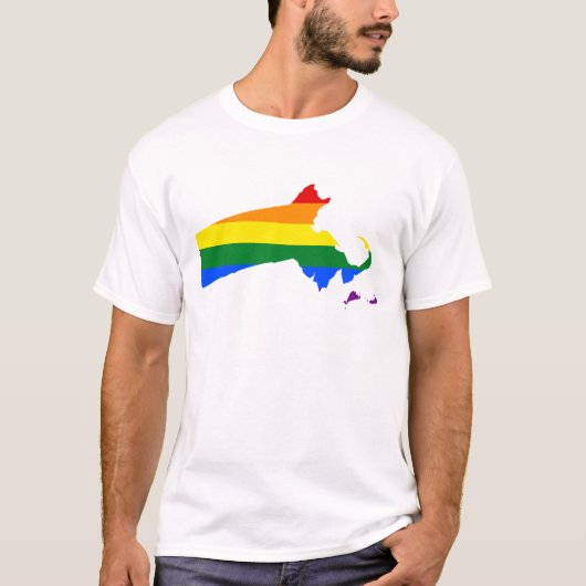 LGBT Massachusetts, US flag map T-Shirt (Devant)