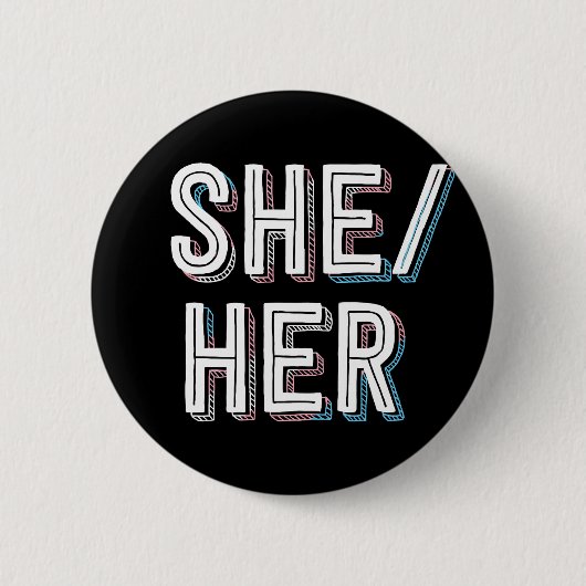 LGBT Nonbinary Transgender woordspronounders haar Ronde Button 5,7 Cm (Voorkant)