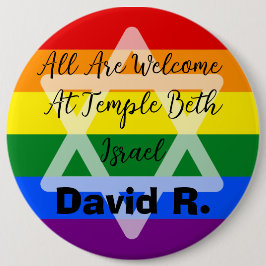 LGBT Ondersteunende Joodse knop met Star of David Ronde Button 6,0 Cm