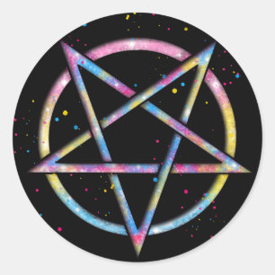 LGBT Pansexual Bisexual Pride Pentagram Ronde Sticker