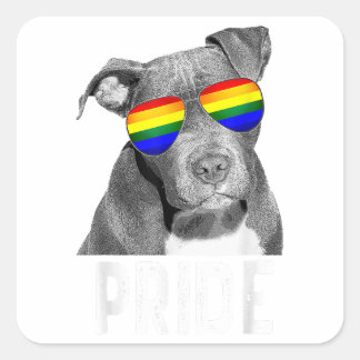 LGBT Pitbull Gay Pride Hond Shades Zonnebril LGBTQ Vierkante Sticker