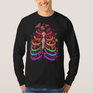 LGBT Pride Bloem Rib Kooi Rainbow Skelet Xray T-shirt