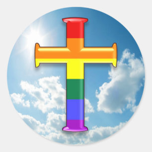 LGBT Pride Cross Ronde Sticker