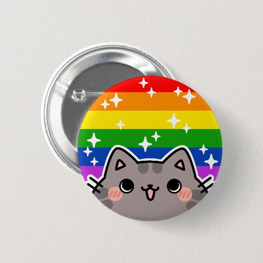LGBT Pride Flag Cat Button (Voorkant /achterkant)
