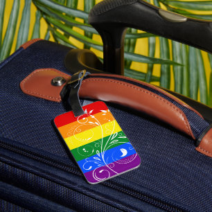 LGBT Pride Flag Floral Bloom Bagagelabel
