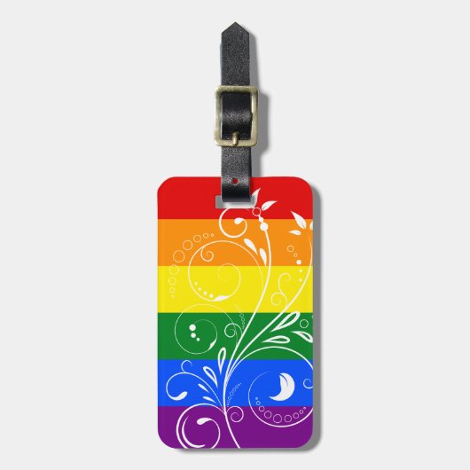 LGBT Pride Flag Floral Bloom Bagagelabel (Voorkant verticaal)