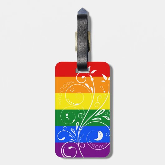 LGBT Pride Flag Floral Bloom Bagagelabel (Achterkant verticaal)